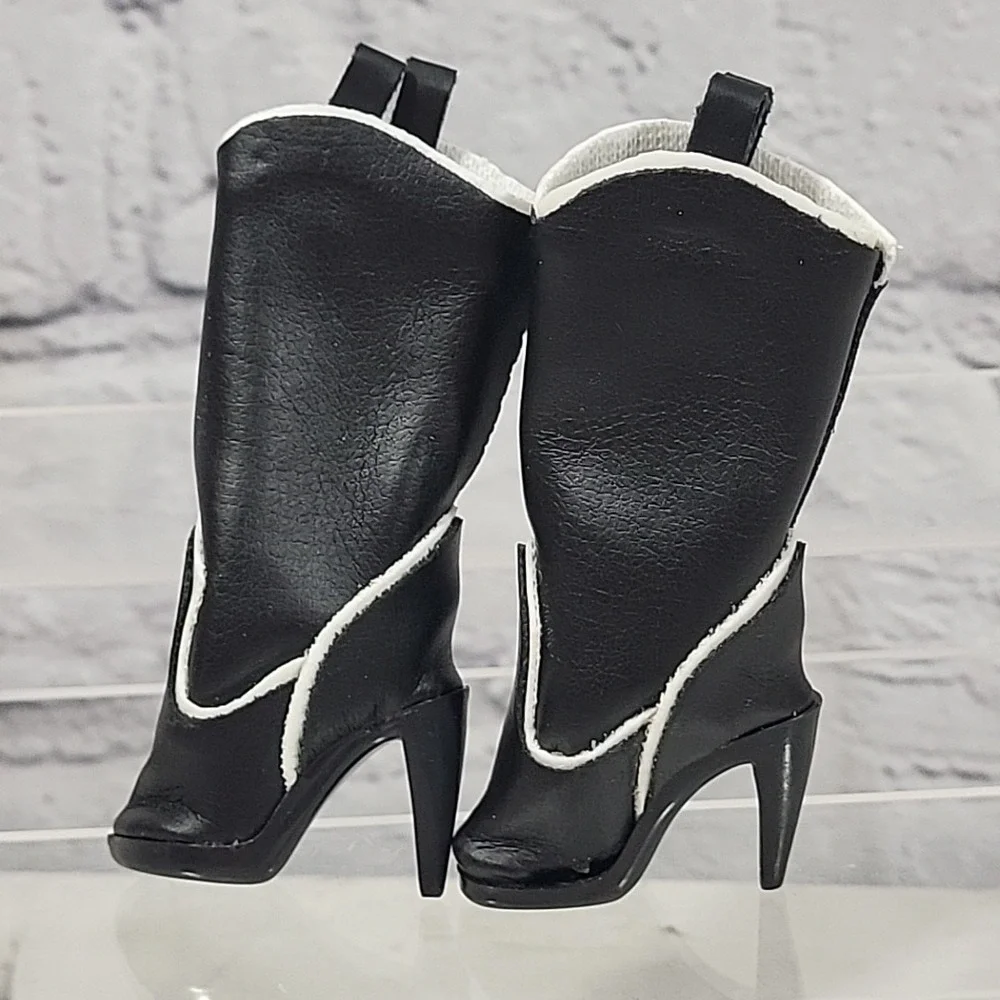Vintage Ashton‎ Drake Gene Marshall Shoes Black Faux Leather Boots Heels